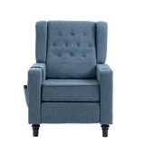 Arm Pushing Recliner Chair - Modern Button Tufted Wingback Push Back Recliner Chair, Navy Blue by Lissie Lou
