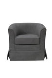 Elegant Gray Woven Fabric Swivel Barrel Chair