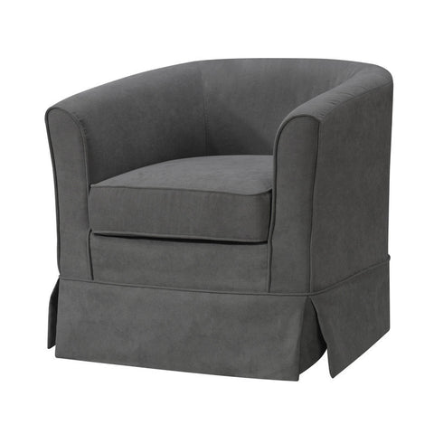 Elegant Gray Woven Fabric Swivel Barrel Chair