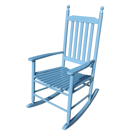 Classic Blue Solid Wood Porch Rocker Chair