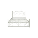 Full Size White Metal Bed Frame - Modern Design with Sturdy Metal Structure and Slat Support