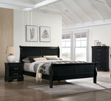 Twin Size Bed Black Louis Phillipe Solidwood 1pc Bed Bedroom Sleigh Bed