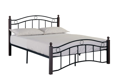 Contemporary Queen Size Metal Bed Frame with Elegant Headboard and Footboard