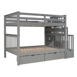 Full Over Full Bunk Bed with Shelves and 6 Storage Drawers- Gray- by Lissie Lou
