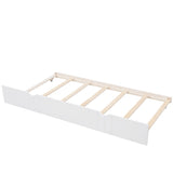 Twin Size Daybed Wood Bed with Twin Size Trundle, White