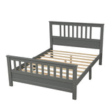 Wood Platform Bed with Headboard and Footboard, Full (Gray)- Online Orders Only