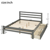 Wood platform bed with two drawers, Full, Gray