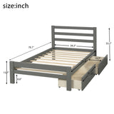 Wood platform bed With Two Drawers, Twin- Gray