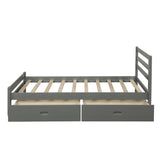 Wood platform bed With Two Drawers, Twin- Gray