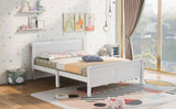 Full Size Wooden Platform Bed with Headboard, White, by Lissie Lou