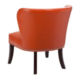 Lissie Lou Orange Faux Leather Armless Accent Chair with Silver Nailhead Trim