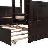 Classic Full Over Full Bunk Bed with Twin Size Trundle in Rich Espresso