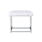 Chrome Finish Vanity Set with Tempered Glass Top and Upholstered Stool by Lissie Lou