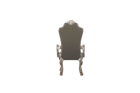 Lissie Lou Dresden Vintage Bone White Arm Chair Set - Elegant Synthetic Leather, High Backrest (Set of 2)