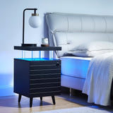 Lissie Lou LED Bedside Table with Drawers - Black