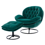 Luxurious Green Velvet TV and Living Room Chair with Ottoman Set