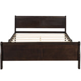 Full Size Wood Platform Bed with Headboard and Wooden Slat Support (Espresso)