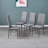 Set of 4 Light Gray Modern Minimalist Dining Chairs with Synthetic Leather Upholstery and Metal Legs