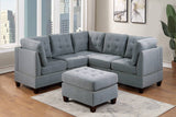 6-Piece Modular Sectional Sofa Set in Gray - Contemporary Corner Sectional with Tufted Back, Nailhead Accents, and Linen-Like Fabric