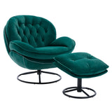 Luxurious Green Velvet TV and Living Room Chair with Ottoman Set