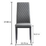 Set of 4 Light Gray Modern Minimalist Dining Chairs with Synthetic Leather Upholstery and Metal Legs
