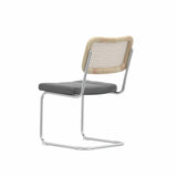 Set of 4 Grey Leather-Feel Rattan Dining Chairs with High-Density Cushioning by Lissie Lou