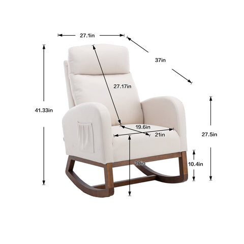 Comfortable Rocking Chair for Living Room- White- by Lissie Lou
