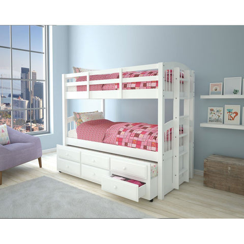 Micah Bunk Bed & Trundle (Twin/Twin) in White 39995