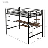 Loft Bed with Desk and Shelf , Space Saving Design,Full,Black