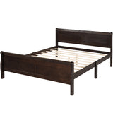 Full Size Wood Platform Bed with Headboard and Wooden Slat Support (Espresso)