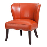 Lissie Lou Orange Faux Leather Armless Accent Chair with Silver Nailhead Trim