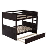 Classic Full Over Full Bunk Bed with Twin Size Trundle in Rich Espresso