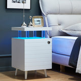 LED Nightstand with Multifunctional Light Strips, White, by Lissie Lou