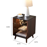 LED Nightstand with 2 Glass Shelves and 3 Color LED Lighting - Walnut Finish by Lissie Lou