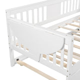 Twin Wooden Daybed with Trundle Bed  , Sofa Bed for Bedroom Living Room, White