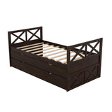 Twin Multi-Functional Daybed with Drawers and Trundle, Espresso