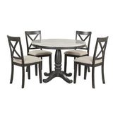 Elegant 5-Piece Dining Table Set for 4 - Solid Wood with Gray Finish by Lissie Lou