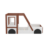 Twin Size Car-Shaped Bed for Kids, White + Orange, by Lissie Lou