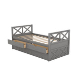 Twin Multi-Functional Daybed with Drawers and Trundle, Gray