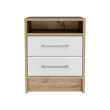 White/Light Oak Chic and Functional Nightstand by Lissie Lou