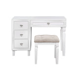 Traditional Formal White Vanity Set with Tufted Stool and Storage Drawers by Lissie Lou