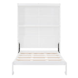 Full Size Murphy Wall Bed with Shelves, Space-Saving Design in White by Lissie Lou