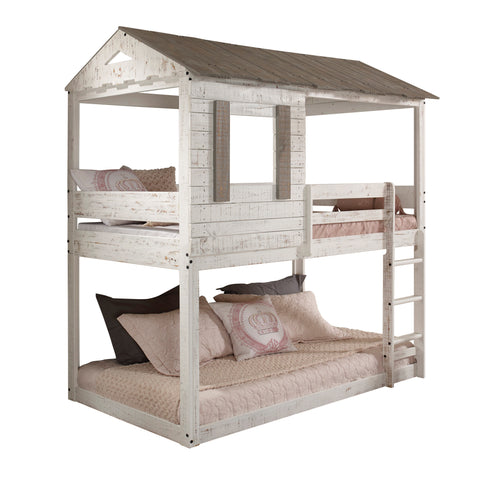 Darlene Twin/Twin Bunk Bed in Rustic White Finish by Lissie Lou