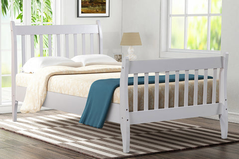 Twin White Platform Bed Frame Mattress Foundation with Wood Slat Support