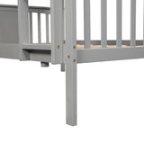 Full Over Full Bunk Bed with Ladder - Contemporary Gray- by Lissie Lou