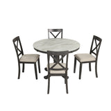 Elegant 5-Piece Dining Table Set for 4 - Solid Wood with Gray Finish by Lissie Lou