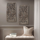 Distressed Carved Wood 2-Piece Wall Decor Set in Bronze by Lissie Lou