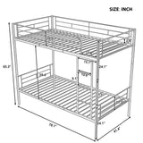 Twin Over Twin Metal Bunk Bed, White