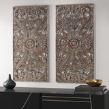 Distressed Carved Wood 2-Piece Wall Decor Set in Bronze by Lissie Lou