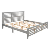 King size Platform bed with horizontal strip hollow shape- Gray